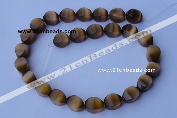 CCT31 14 inches 10*14mm twisted tiger yellow cats eye beads wholesale