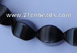 CCT32 14 inches 10*14mm twisted black cats eye beads wholesale