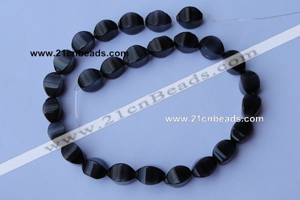 CCT32 14 inches 10*14mm twisted black cats eye beads wholesale