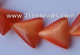 CCT34 14.5 inches 15*16mm triangle orange red cats eye beads wholesale