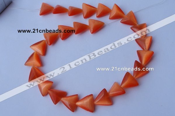 CCT34 14.5 inches 15*16mm triangle orange red cats eye beads wholesale