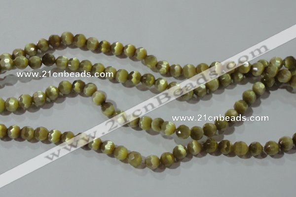 CCT358 15 inches 6mm faceted round cats eye beads wholesale