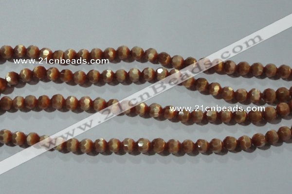 CCT359 15 inches 6mm faceted round cats eye beads wholesale