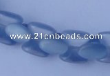 CCT37 14.5 inches 6*10mm drum-shaped light blue cats eye beads