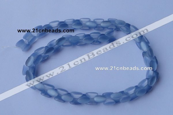 CCT37 14.5 inches 6*10mm drum-shaped light blue cats eye beads