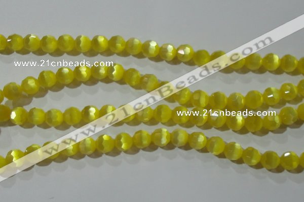 CCT376 15 inches 8mm faceted round cats eye beads wholesale