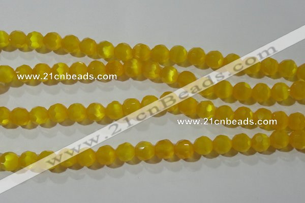 CCT377 15 inches 8mm faceted round cats eye beads wholesale