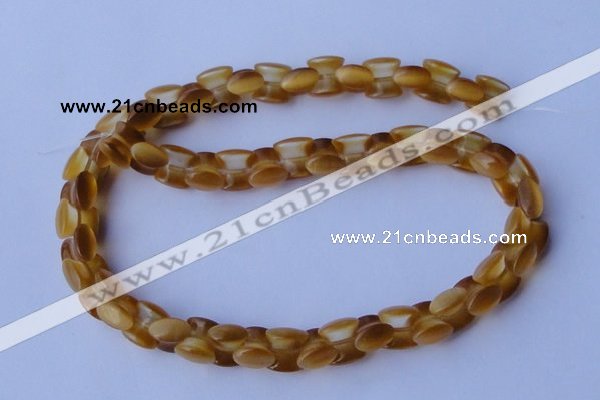 CCT38 14.5 inches 6*10mm drum-shaped honey yellow cats eye beads