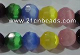 CCT386 15 inches 8mm faceted round cats eye beads wholesale