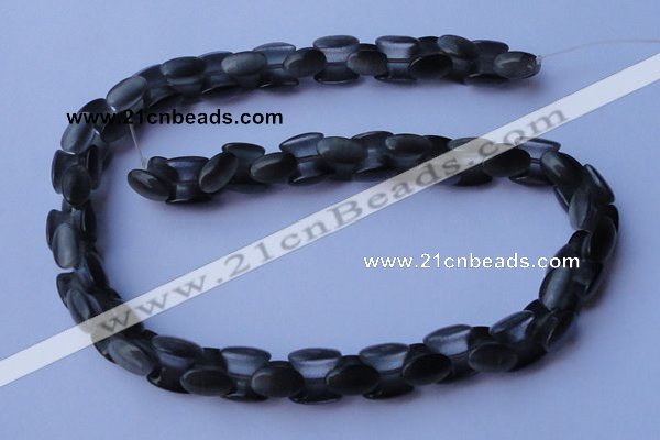 CCT40 14.5 inches 6*10mm drum-shaped black cats eye beads wholesale