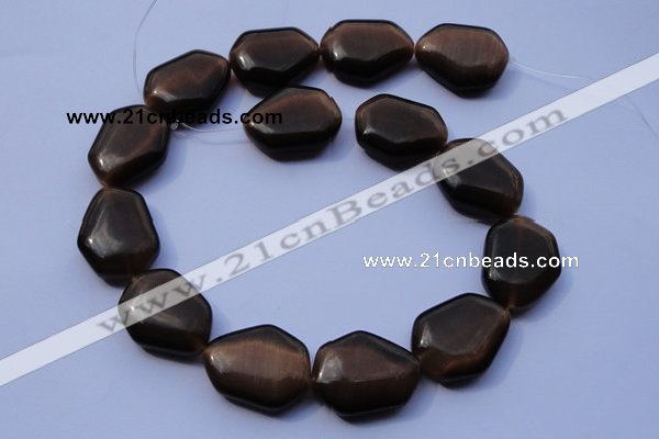 CCT43 15 inches 22*25mm freeform black coffee cats eye beads wholesale