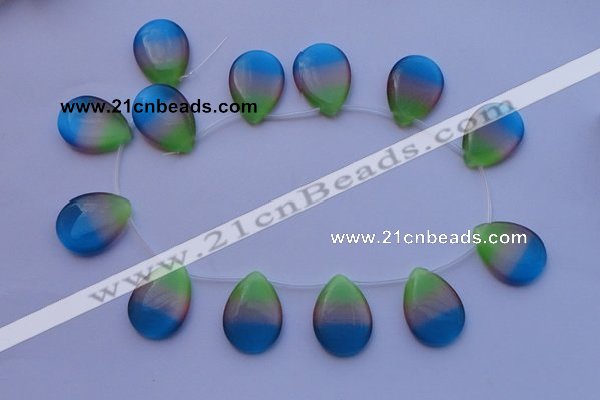 CCT44 14.5 inches 22*30mm flat teardrop mix color cats eye beads