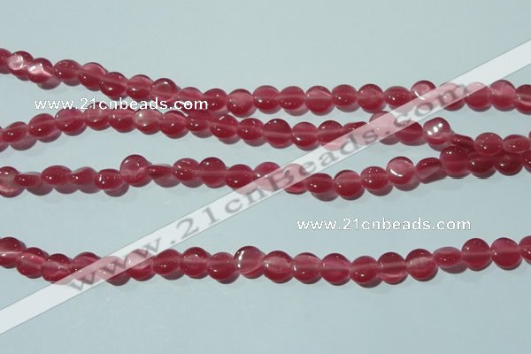 CCT453 15 inches 6mm flat round cats eye beads wholesale