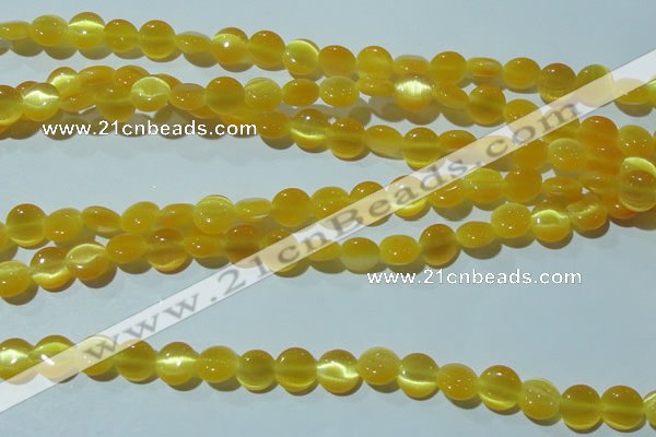 CCT455 15 inches 6mm flat round cats eye beads wholesale