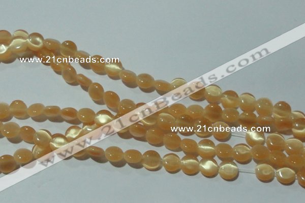 CCT456 15 inches 6mm flat round cats eye beads wholesale