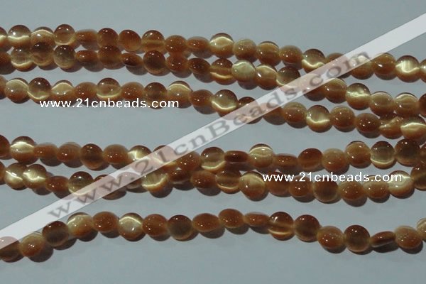 CCT457 15 inches 6mm flat round cats eye beads wholesale