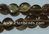 CCT458 15 inches 6mm flat round cats eye beads wholesale