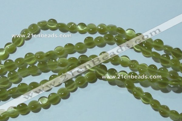 CCT459 15 inches 6mm flat round cats eye beads wholesale