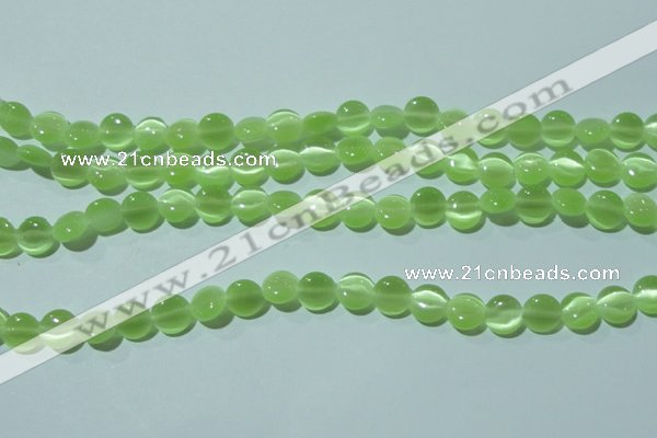 CCT460 15 inches 6mm flat round cats eye beads wholesale