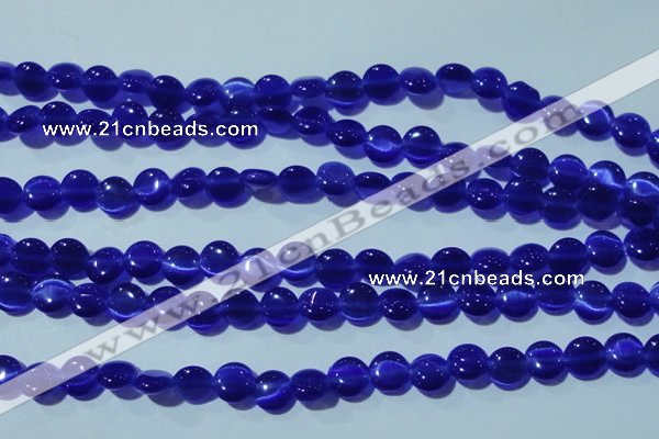 CCT466 15 inches 6mm flat round cats eye beads wholesale