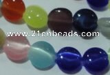 CCT467 15 inches 6mm flat round cats eye beads wholesale