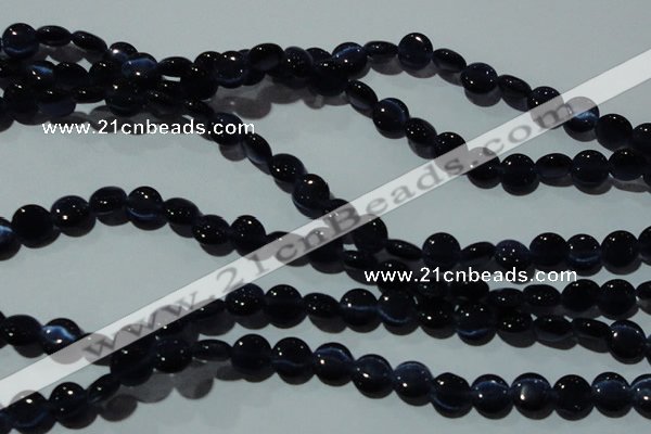 CCT468 15 inches 6mm flat round cats eye beads wholesale