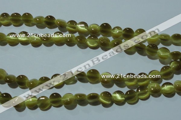 CCT483 15 inches 8mm flat round cats eye beads wholesale