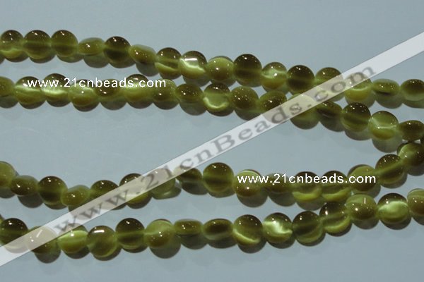 CCT483 15 inches 8mm flat round cats eye beads wholesale