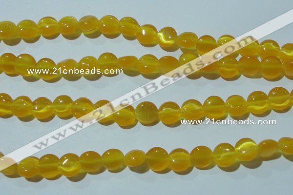 CCT484 15 inches 8mm flat round cats eye beads wholesale