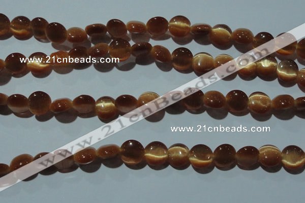 CCT488 15 inches 8mm flat round cats eye beads wholesale