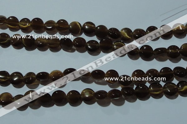 CCT489 15 inches 8mm flat round cats eye beads wholesale