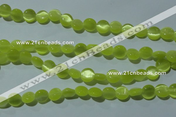 CCT494 15 inches 8mm flat round cats eye beads wholesale