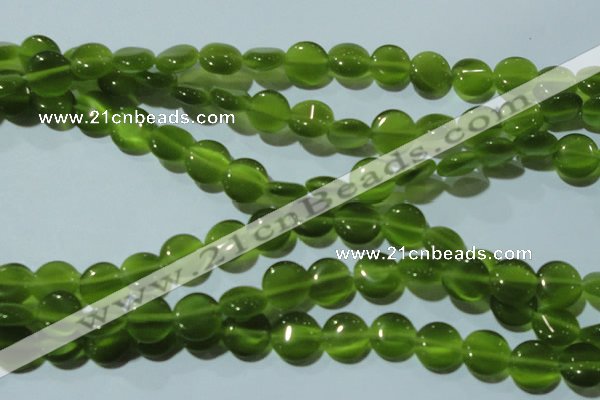 CCT495 15 inches 8mm flat round cats eye beads wholesale