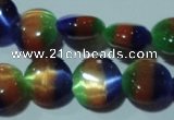 CCT499 15 inches 8mm flat round cats eye beads wholesale