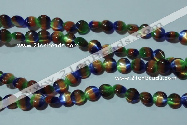 CCT499 15 inches 8mm flat round cats eye beads wholesale