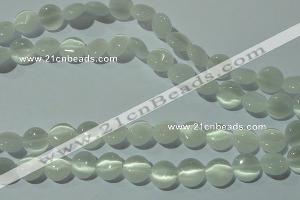 CCT510 15 inches 10mm flat round cats eye beads wholesale