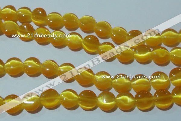 CCT515 15 inches 10mm flat round cats eye beads wholesale