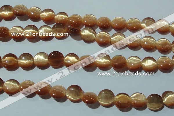 CCT517 15 inches 10mm flat round cats eye beads wholesale