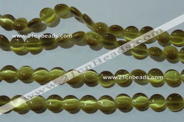 CCT518 15 inches 10mm flat round cats eye beads wholesale