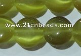 CCT519 15 inches 10mm flat round cats eye beads wholesale