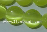 CCT520 15 inches 10mm flat round cats eye beads wholesale