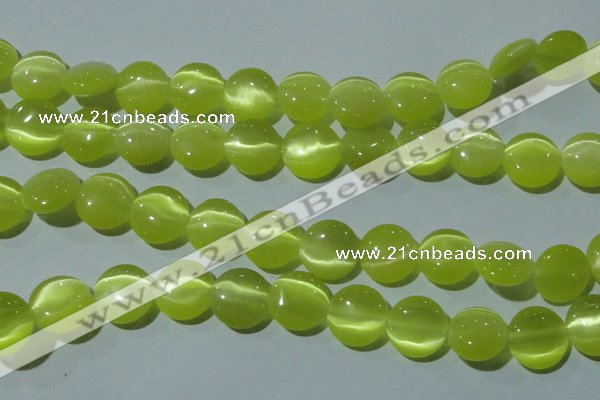 CCT520 15 inches 10mm flat round cats eye beads wholesale