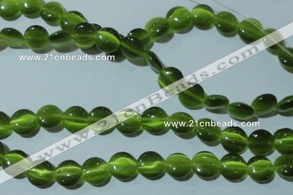 CCT522 15 inches 10mm flat round cats eye beads wholesale