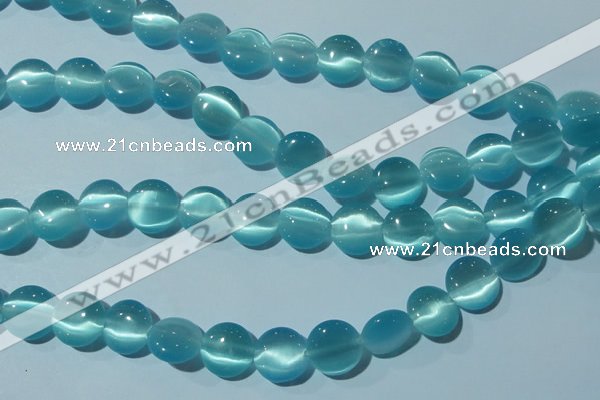 CCT524 15 inches 10mm flat round cats eye beads wholesale