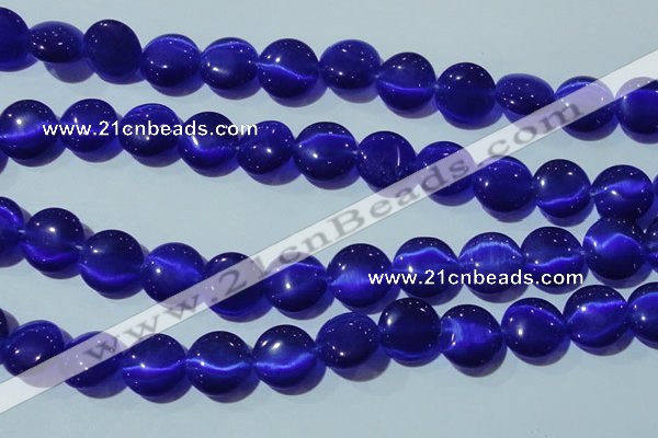 CCT525 15 inches 10mm flat round cats eye beads wholesale