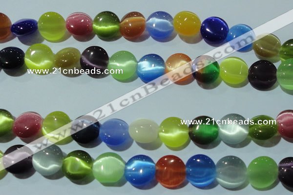 CCT526 15 inches 10mm flat round cats eye beads wholesale