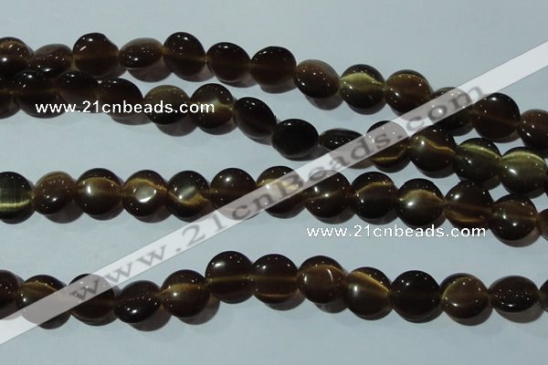 CCT527 15 inches 10mm flat round cats eye beads wholesale