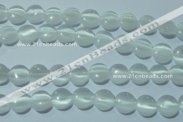 CCT540 15 inches 12mm flat round cats eye beads wholesale