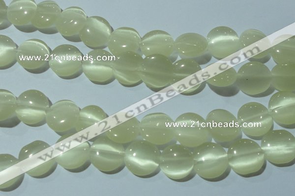 CCT541 15 inches 12mm flat round cats eye beads wholesale