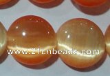 CCT543 15 inches 12mm flat round cats eye beads wholesale